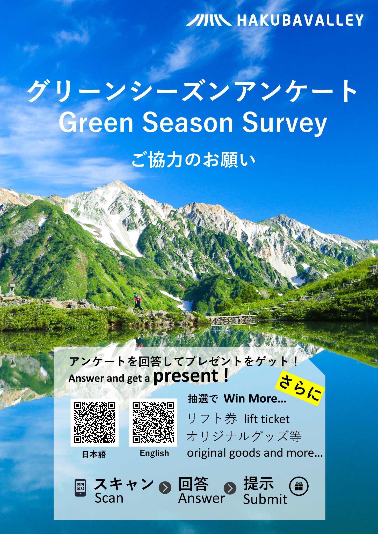 2023夏アンケート回答でギフトをGET！Hakuba Valley共通リフト2日券が